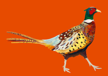 Quadro Strutting Pheasant On Orange By Alice Straker