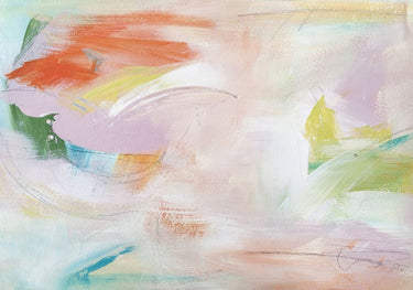 Quadro Dynamic Brushstrokes Of Orange Green And Purple