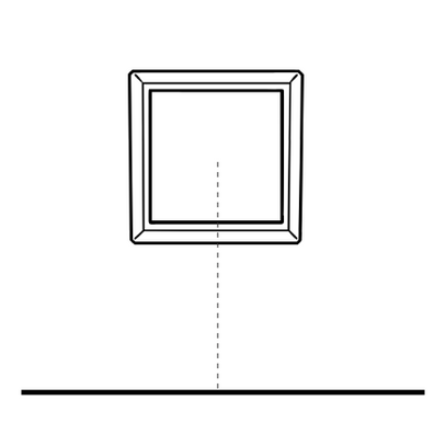 Imagem indicando a altura ideal entre o quadro e o chão, quando não há móveis na mesma parede.