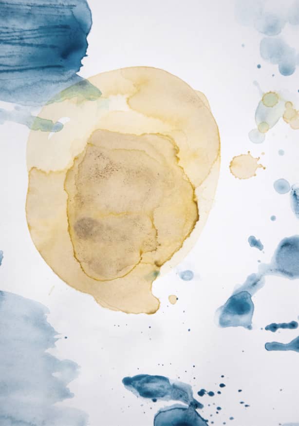 Quadro Aquarelle Mustard Yellow Meets Sea Blue - Obrah | Quadros e Posters para Transformar a Parede