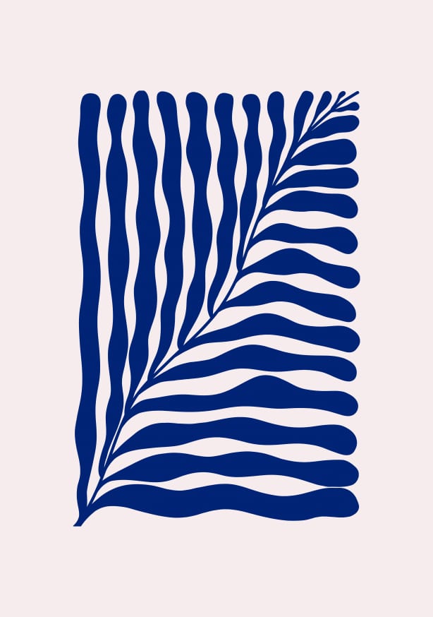 Quadro Big Wavy Plant - Indigo - Obrah | Quadros e Posters para Transformar a Parede
