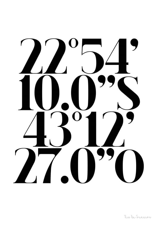 Quadro Coordenadas Rio de Janeiro - Obrah | Quadros e Posters para Transformar a Parede