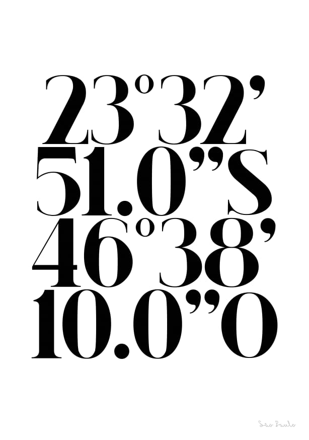 Quadro Coordenadas São Paulo - Obrah | Quadros e Posters para Transformar a Parede