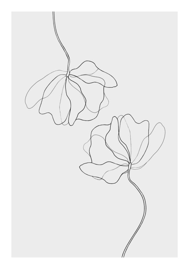 Quadro Flower Line Drawing no. 2 - Obrah | Quadros e Posters para Transformar a Parede