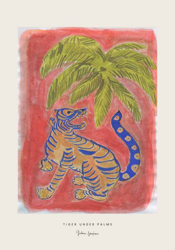 Quadro Tiger Under Palms