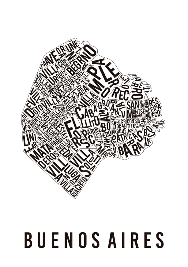 Quadro Mapa Tipográfico Buenos Aires Branco - Obrah | Quadros e Posters para Transformar a Parede