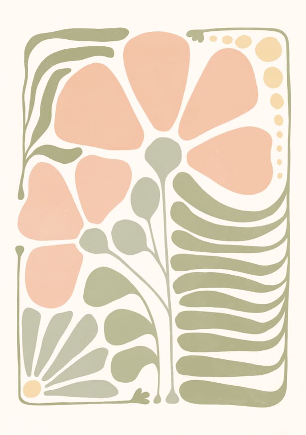Quadro Sage Green and Peach Botanical - Obrah | Quadros e Posters para Transformar a Parede