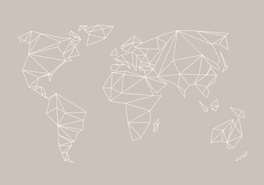Quadro Geometrical World Map Beige Greige Creme - Obrah | Quadros e Posters para Transformar a Parede