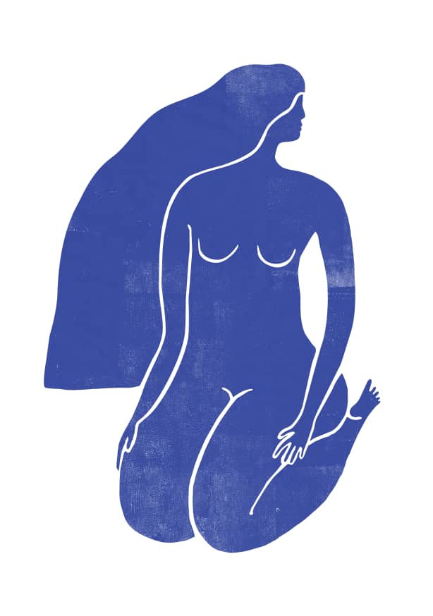 Quadro Woodblock Girl Blue 2 - Obrah | Quadros e Posters para Transformar a Parede