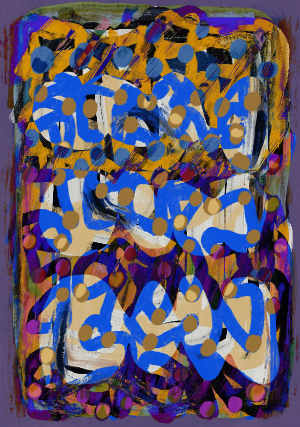 Quadro Line Art Abstract Purple Substract