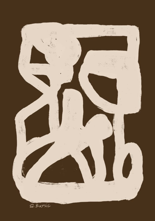 Quadro Brown Abstract By Sharyn Bursic