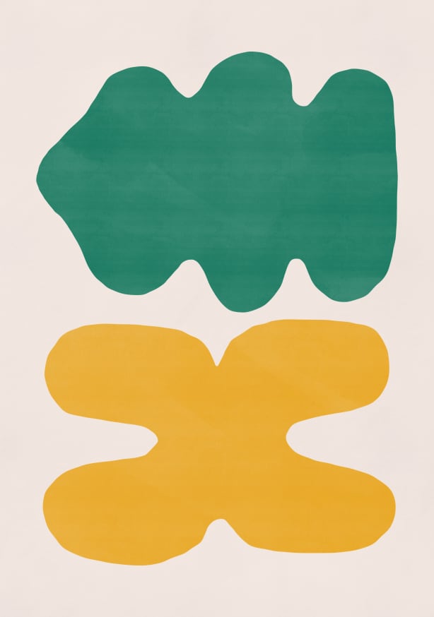 Quadro Organic Shapes In Green And Yellow