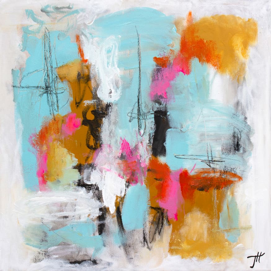Quadro Vibrant Pink Gold Abstract