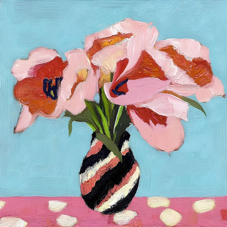 Quadro Pink Tulips In a Vase