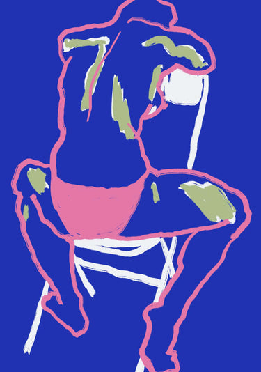 Quadro Blue nude line art by Little Dean