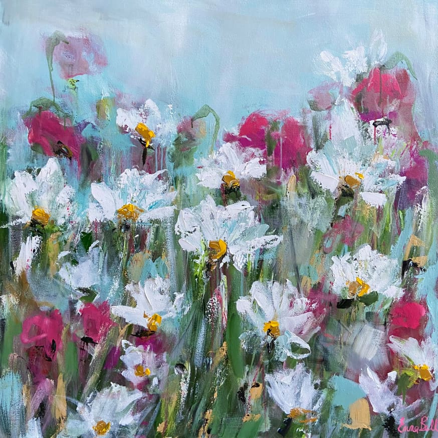 Quadro White Daisies And Pink Blossoms