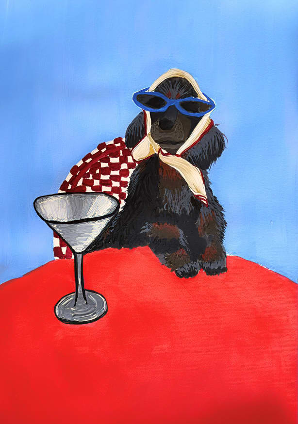 Quadro Stylish Poodle Martini