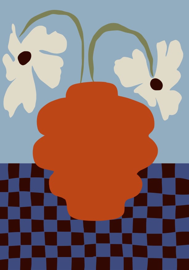 Quadro Blooming Dropping and Checkerboard by Miho Art Studio