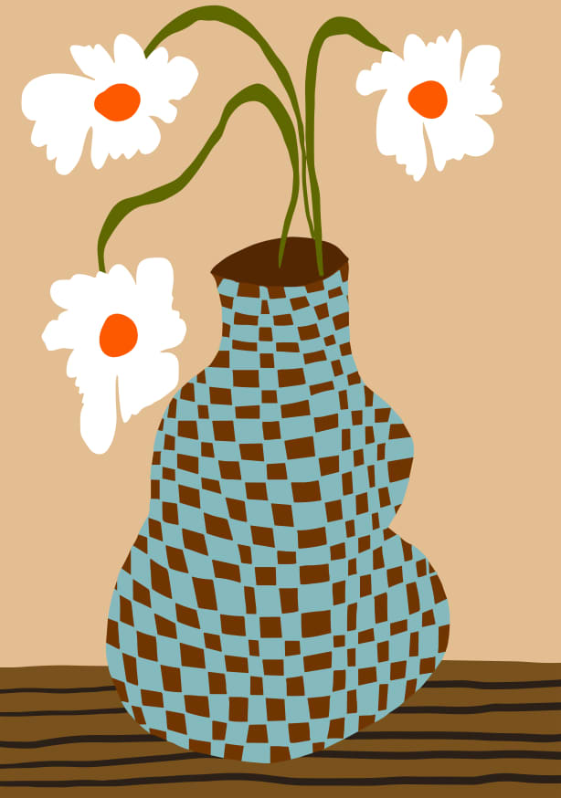 Quadro Party Floral Pottery by Miho Art Studio