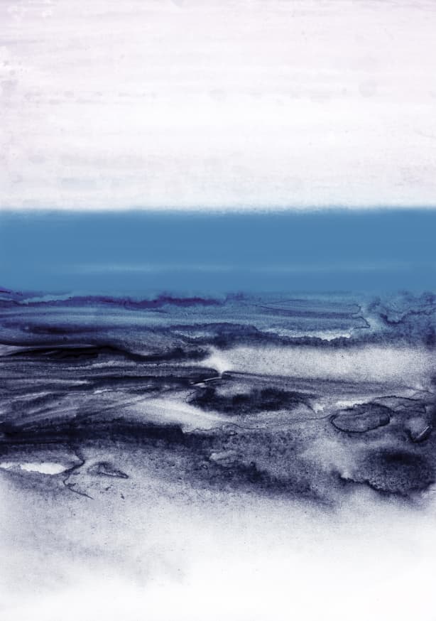 Quadro Watercolor Landscape Blue