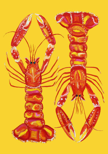 Quadro Langoustines On Yellow by Alice Straker