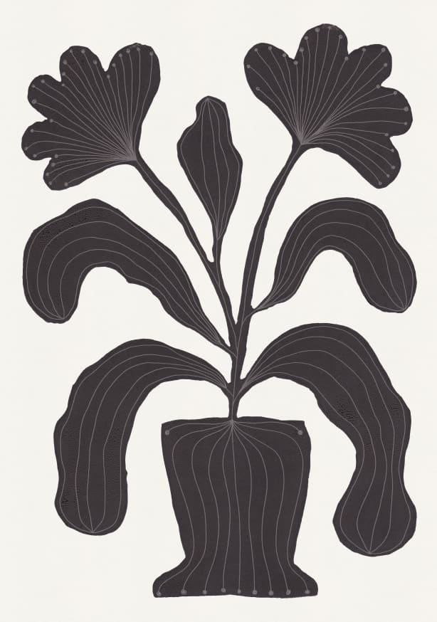 Quadro Linocut Flowers #2