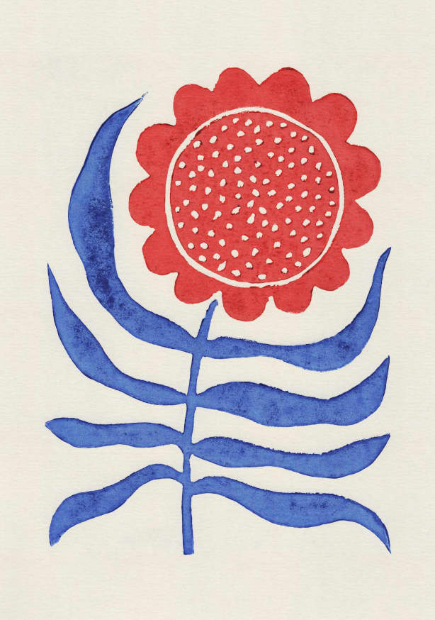 Quadro Red Flower Lino Print