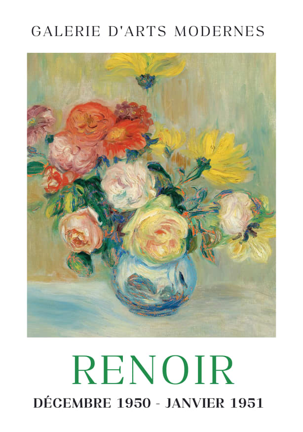 Quadro Vase De Roses Et Dahlias By Renoir