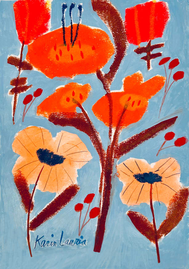 Quadro Peach, Red, And Orange Floral