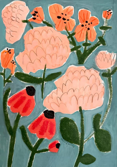 Quadro Pink, Red, And Peach Floral