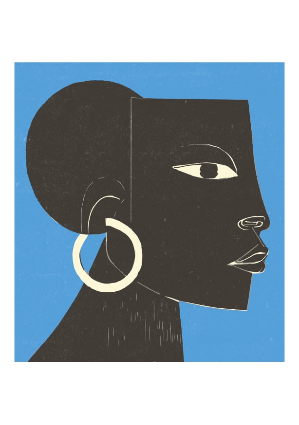 Quadro Portrait Woodblock Abstracted Portrait