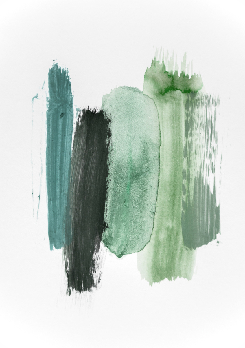 Quadro Abstract Aquarelle Green Shades of the Woods