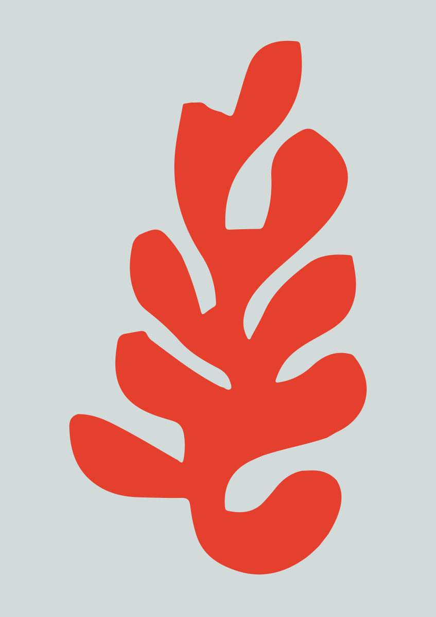 Quadro Abstract Leaf in Light Blue