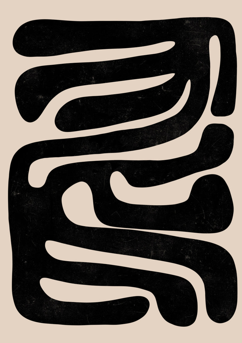 Quadro Beige and Black Abstract Shape