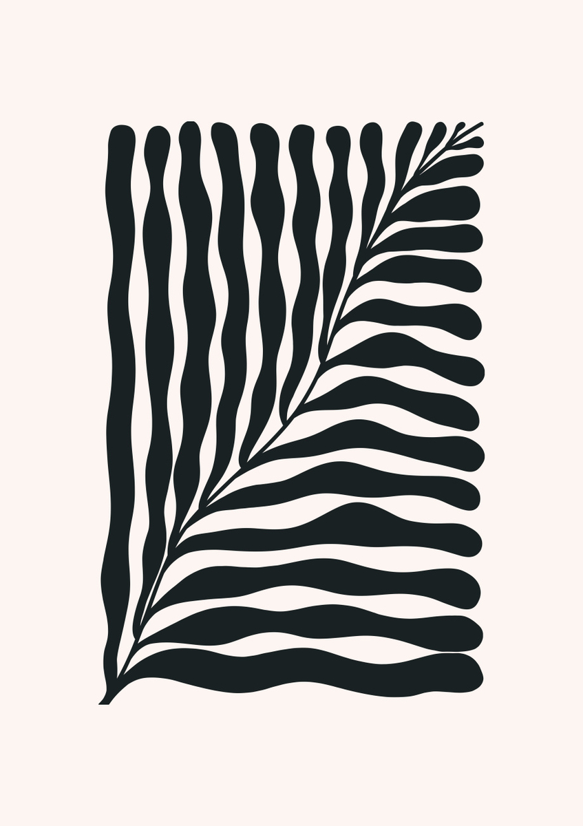 Quadro Big Wavy Plant - Black
