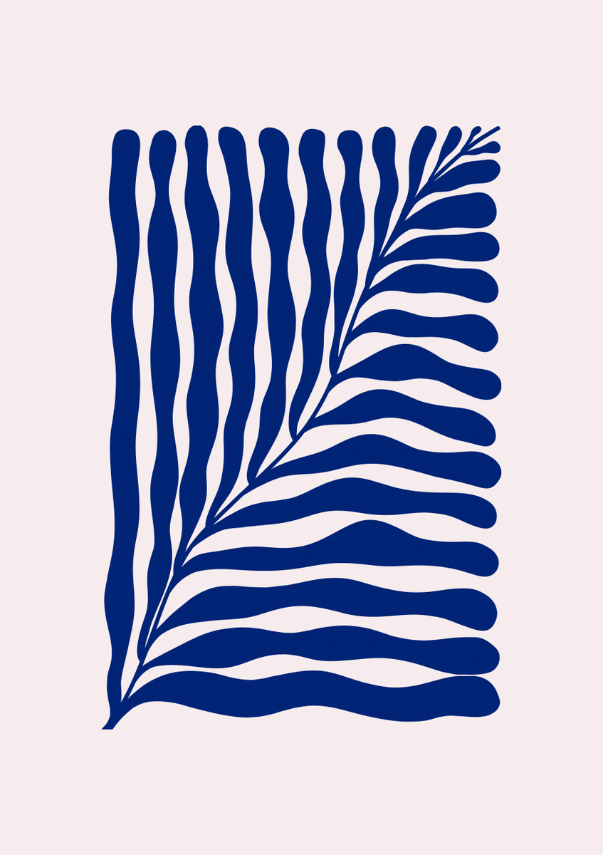 Quadro Big Wavy Plant - Indigo