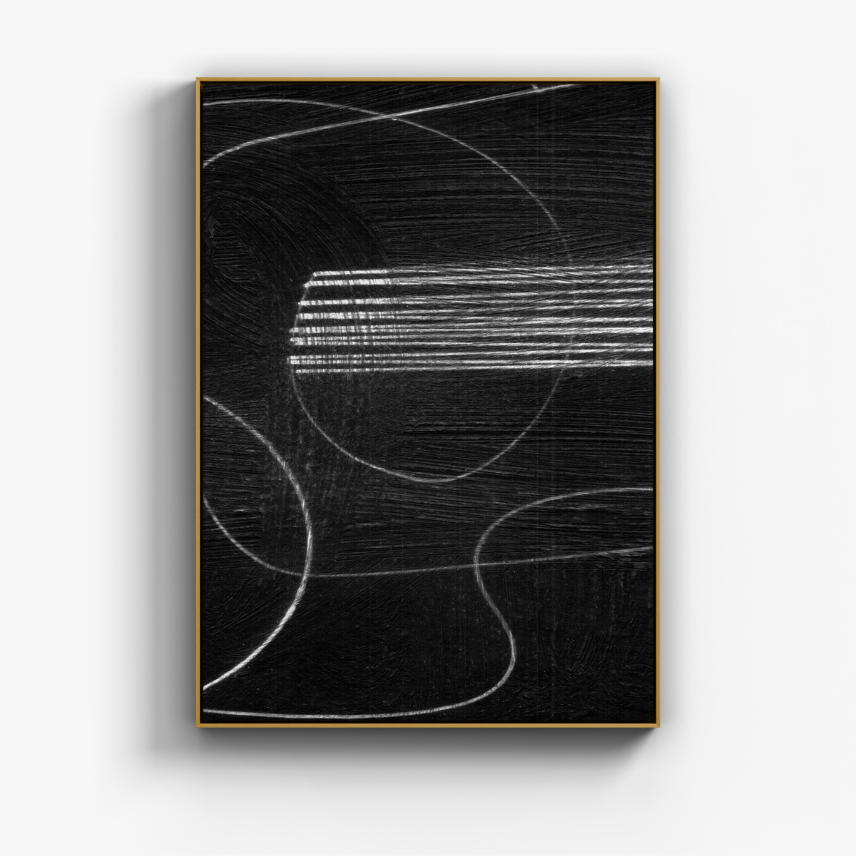 Quadro Black 2 em canvas, moldura madeira clara