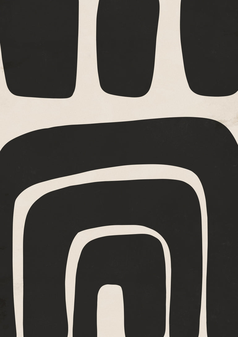 Quadro Black and Beige Abstract Boho Shapes