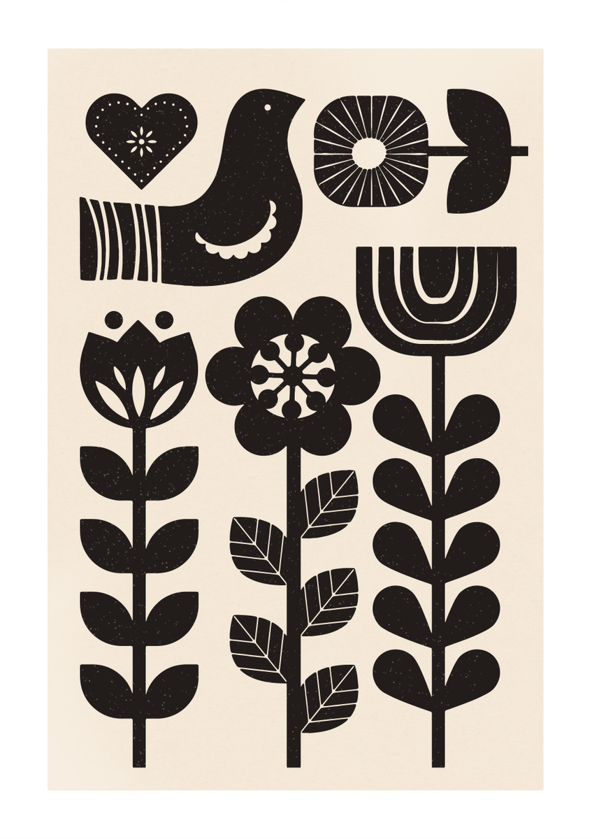Quadro Black and Beige Scandi Print