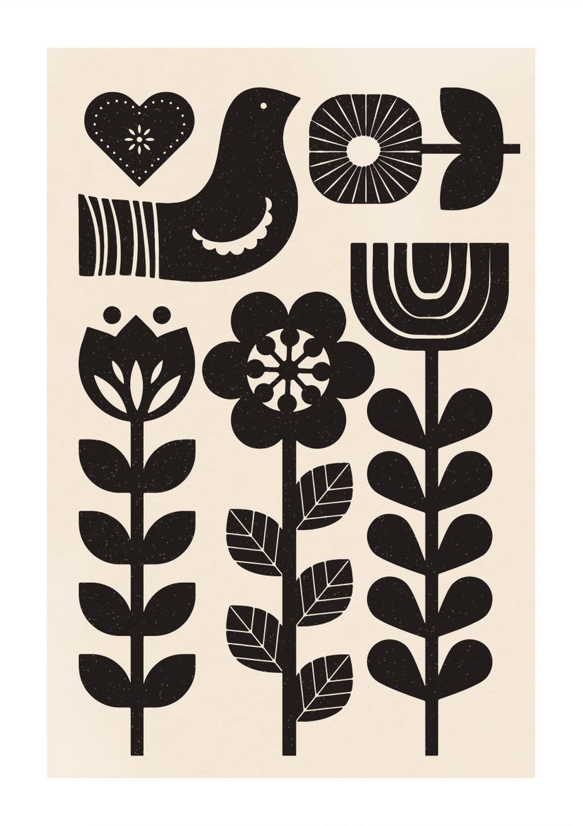 Quadro Black and Beige Scandi Print