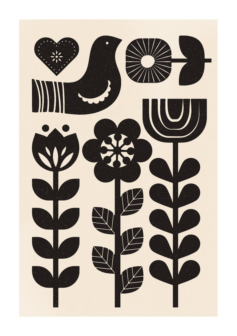 Quadro Black and Beige Scandi Print