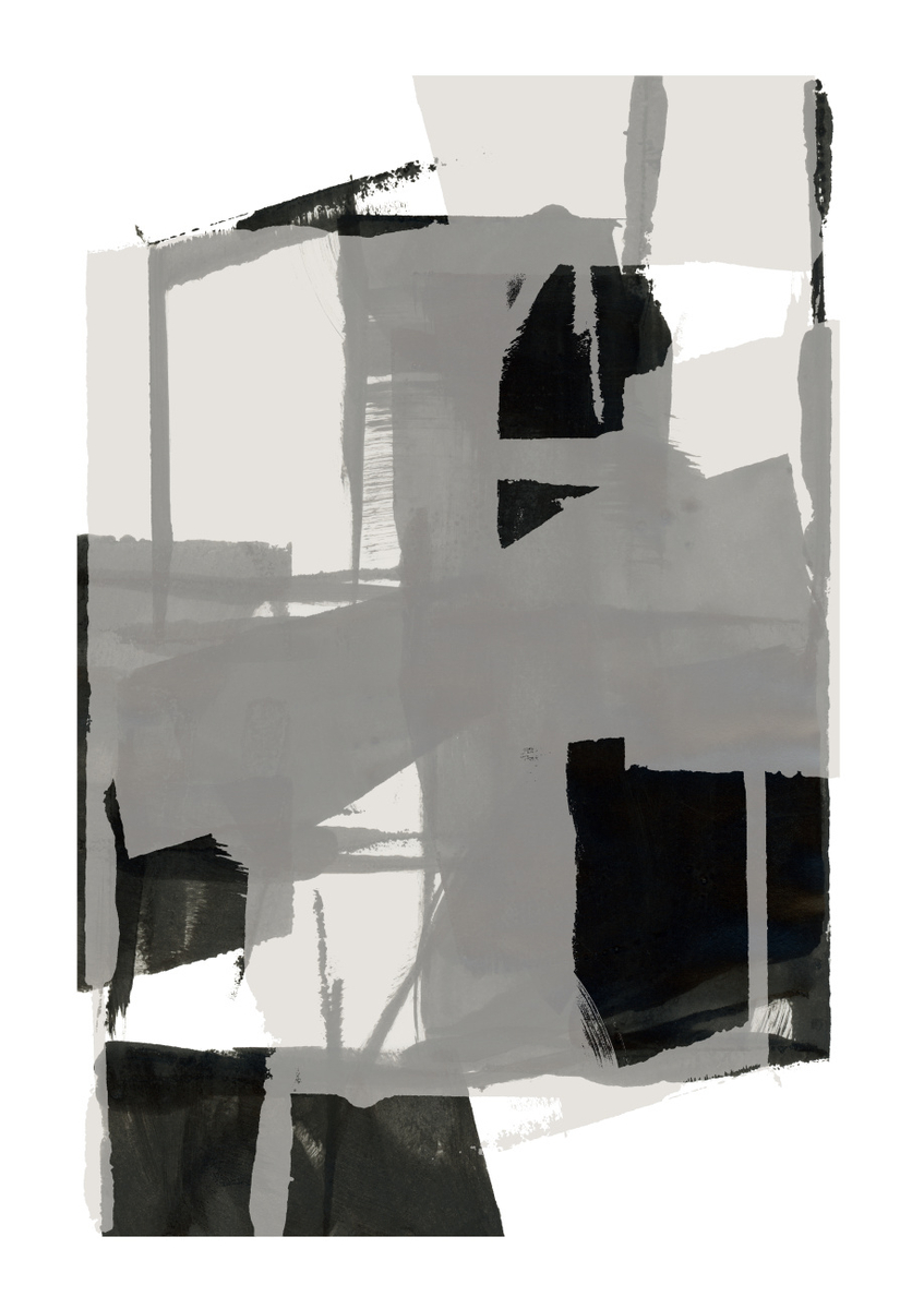 Quadro Black and White Abstract Composition 5
