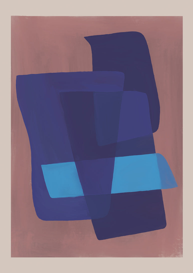 Quadro Composição Rosa E Azul 01