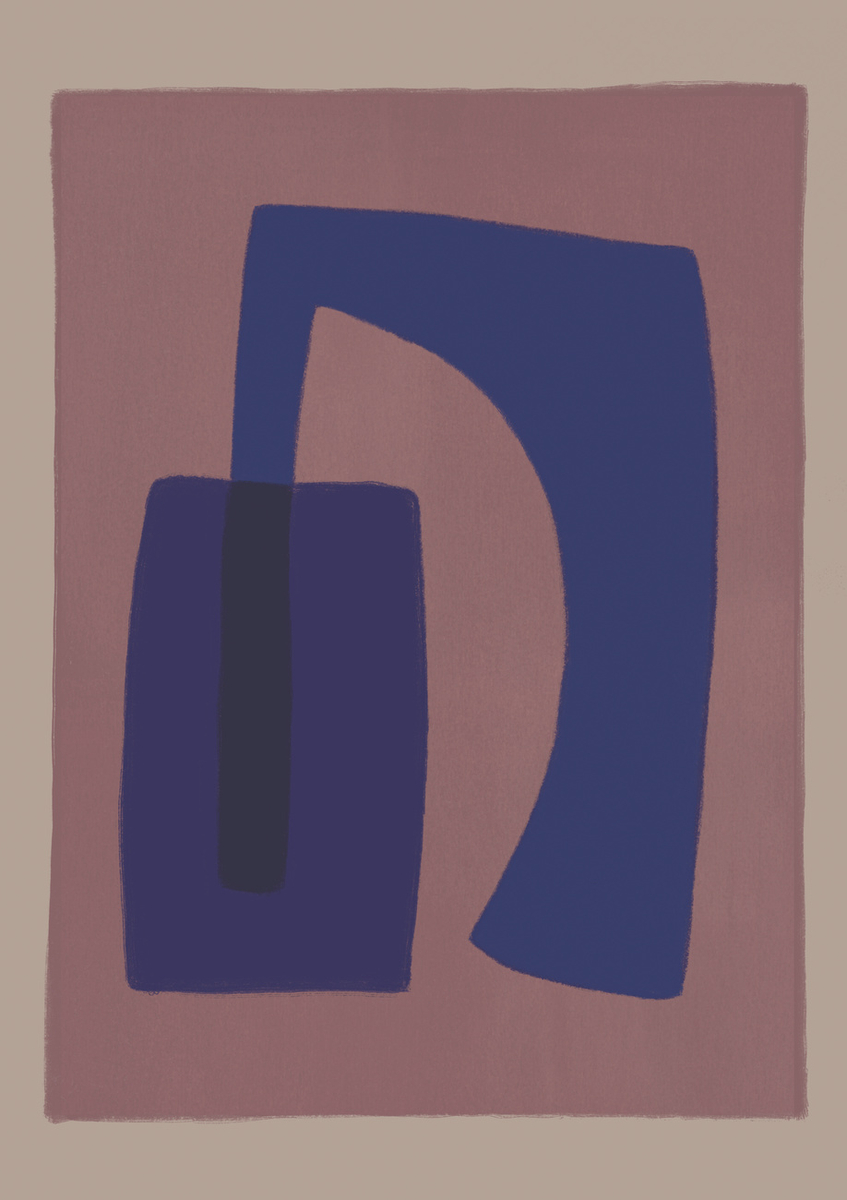 Quadro Composição Rosa E Azul 02
