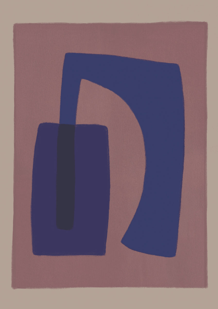 Quadro Composição Rosa E Azul 02