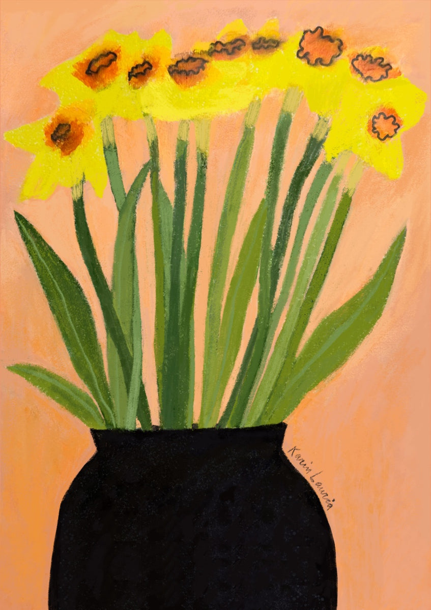 Quadro Daffodils In Black Vase