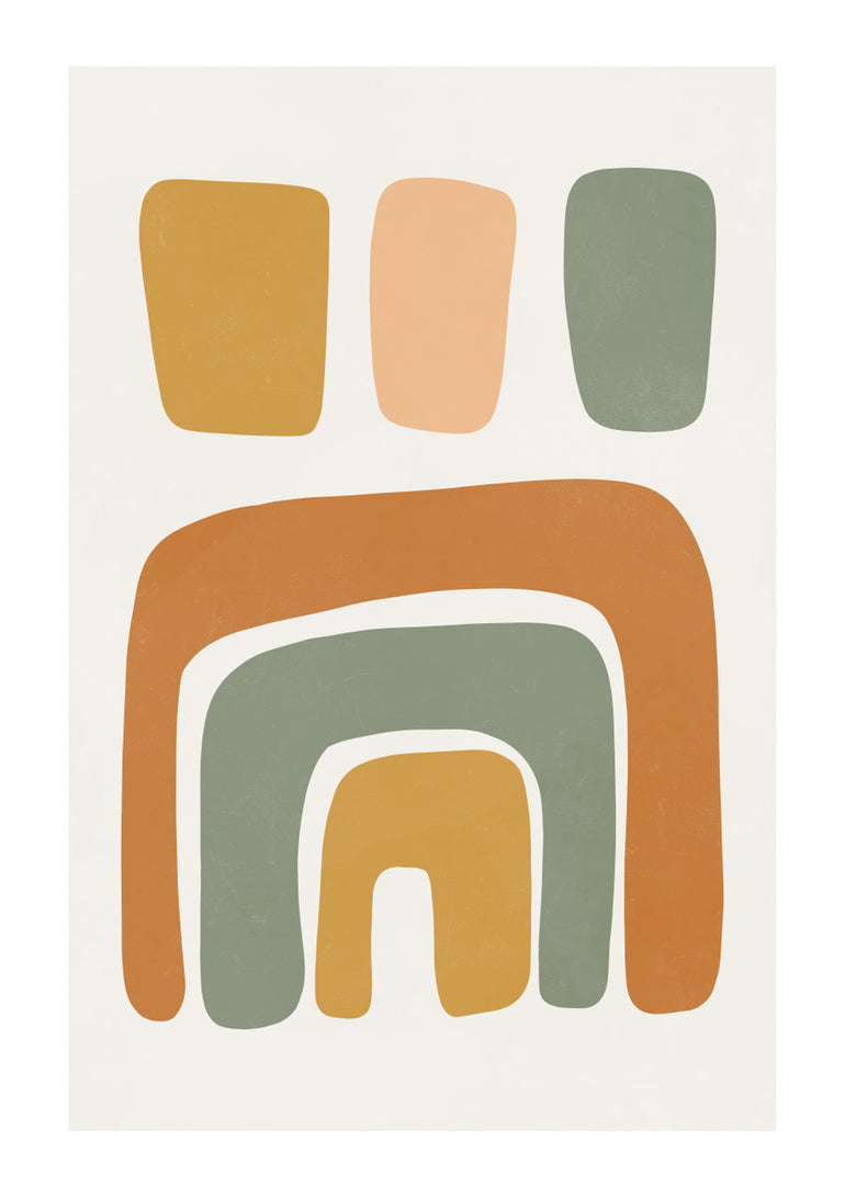 Quadro Earth Tones Abstract Shapes