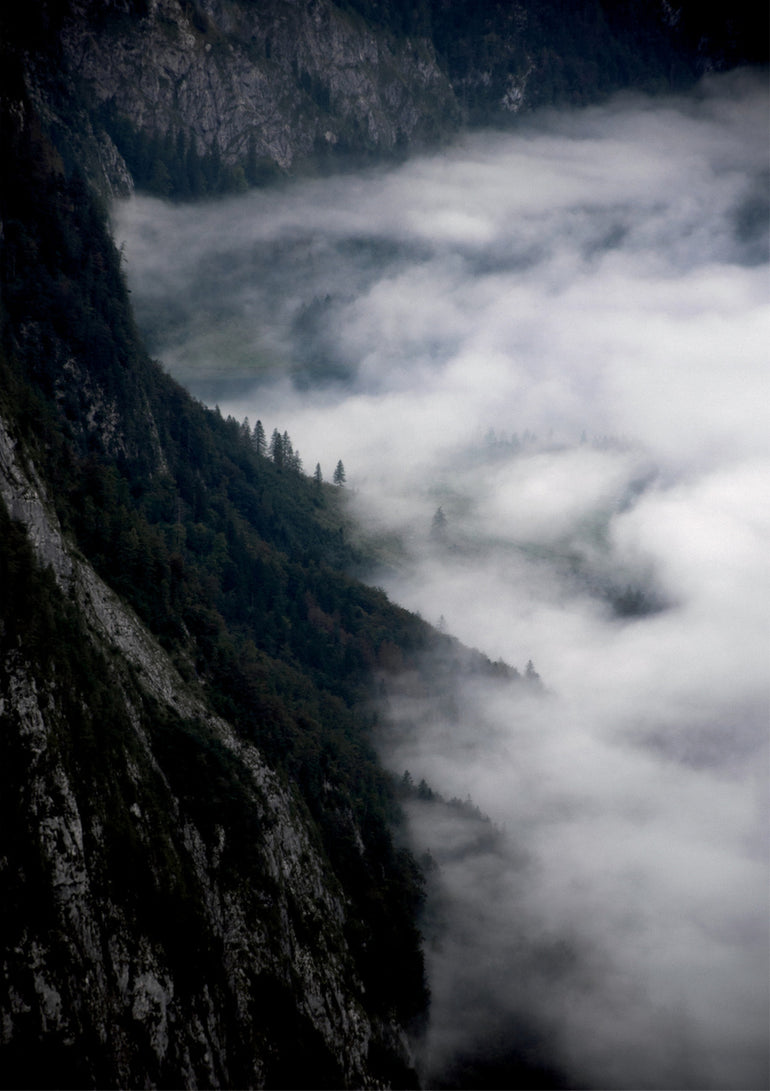 Quadro Fantastic Foggy Morning in the Mountains Alpen Königgsstein