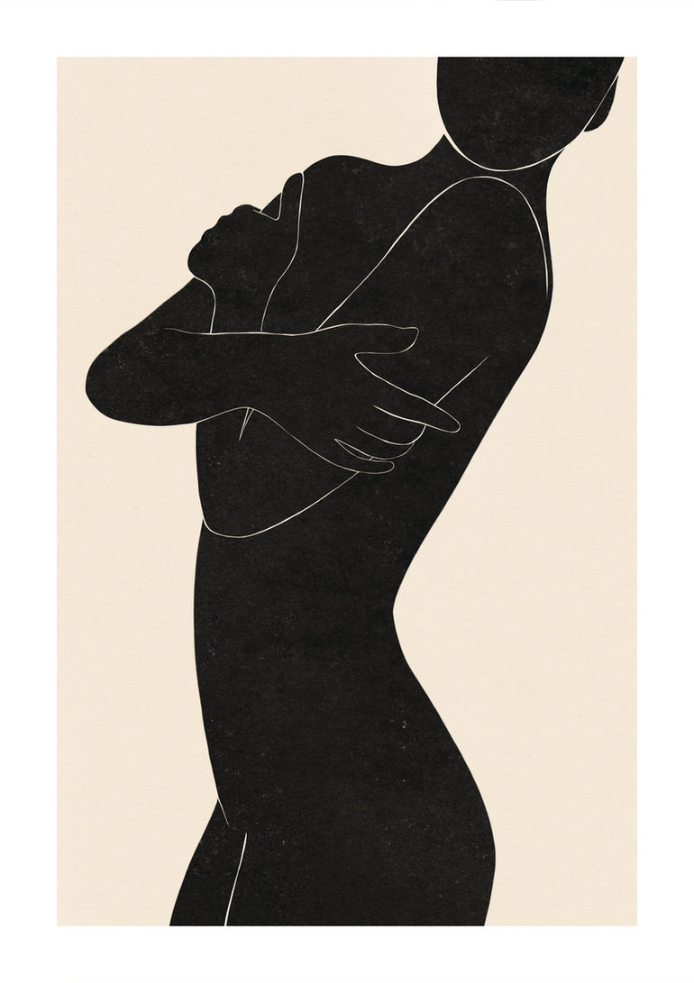 Quadro Female Figure Black and Beige