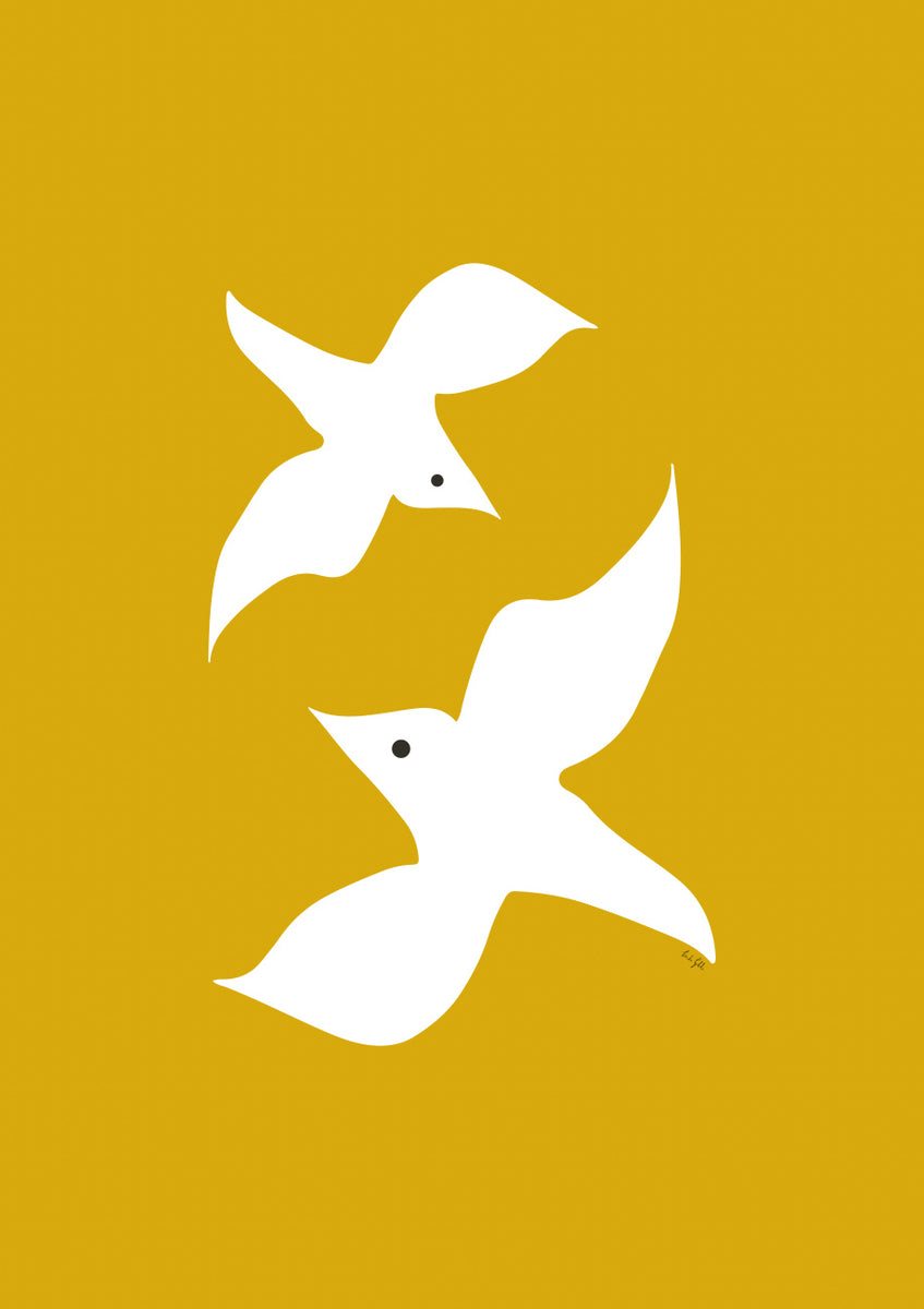 Quadro Love Birds in Mustard